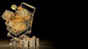 gold shopping cart black friday concept 3d rendering 1